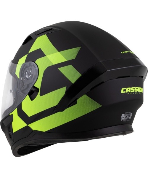 Mootorrattakiiver Cassida Orbit Grind mattmust / fluorestseeruv kollane