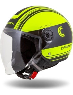 Motorcycle Helmet Cassida Handy Metropolis Safety Fluo Yellow/Black/Reflective Gray
