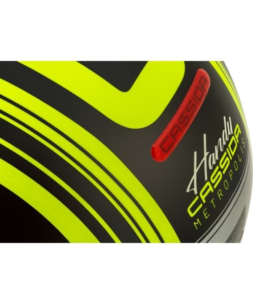 Mootorrattakiiver Cassida Handy Metropolis Safety fluorestseeruv kollane/must/helkiv hall