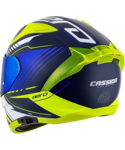 Motorcycle Helmet Cassida Aero Drome Blue/Fluo Yellow/Light Blue/White