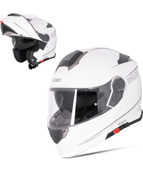 Avatav mootorratturi kiiver W-TEC Venero - Läikiv valge