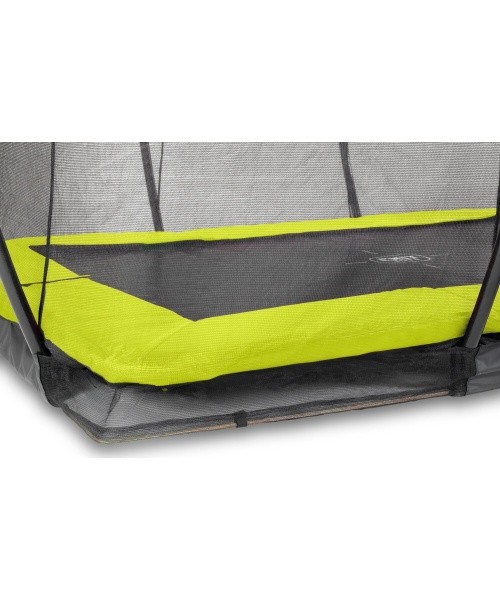 EXIT Silhouette ground trampoline 244x366cm with safety net - green Outdoor Rectangular Coil spring Sunken trampoline