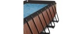 Bassein EXIT Wood 400x200x122 cm liivafiltri pumba, kupli ja soojuspumbaga - pruun