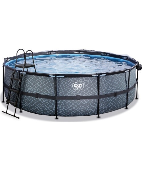EXIT Stone pool ø450x122cm with dome and sand filter pump - grey