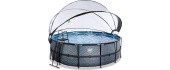 EXIT Stone pool ø427x122cm with sand filter pump and dome and heat pump - grey