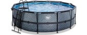 EXIT Stone pool ø427x122cm with sand filter pump and dome and heat pump - grey