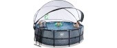 EXIT Stone pool ø427x122cm with sand filter pump and dome and heat pump - grey