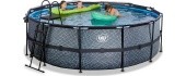 EXIT Stone pool ø427x122cm with sand filter pump and dome and heat pump - grey