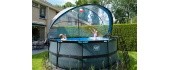 EXIT Stone pool ø427x122cm with sand filter pump and dome and heat pump - grey