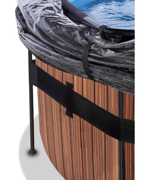 EXIT Wood bassein ø450x122cm kupli, liivafiltri ja soojuspumbaga - pruun