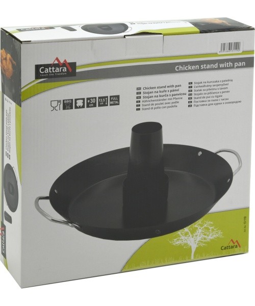 Grill stand for chicken with pan