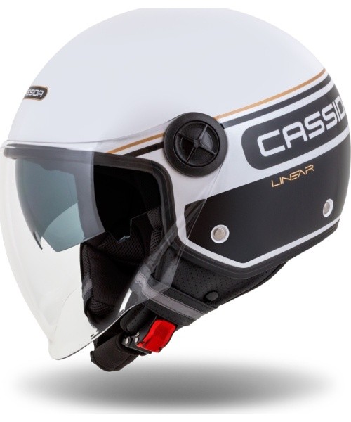 Motorcycle Helmet Cassida Handy Plus Linear Pearl White/Black/Gold