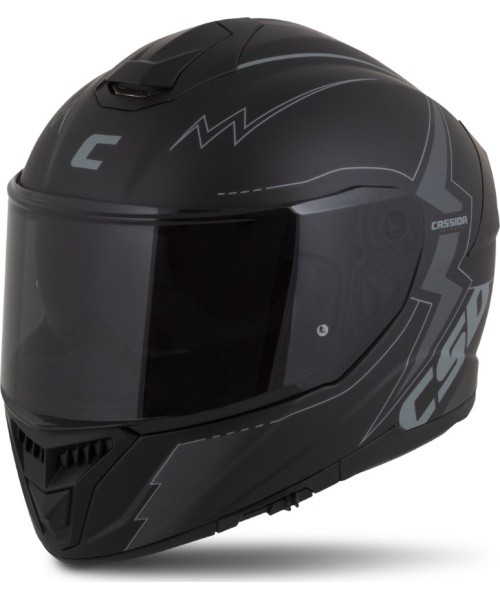 Mootorrattakiiver Cassida Integral GT 2.1 Flash, mattmust / tumehall