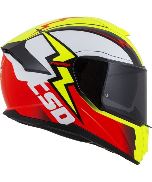 Mootorrattakiiver Cassida Integral GT 2.1 Flash fluorestseeruv kollane/fluorestseeruv punane/must/valge