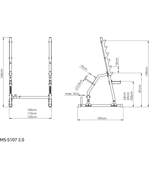 Gantry stands with belay and spacing adjustment MS-S107 2.0 - Marbo Sport