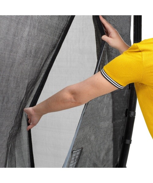 EXIT Dynamic ground level trampoline 244x427cm with safety net - black
