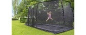 EXIT Dynamic ground level trampoline 244x427cm with safety net - black