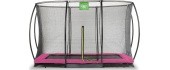 EXIT Silhouette ground trampoline 214x305cm with safety net - pink Outdoor Rectangular Coil spring Sunken trampoline