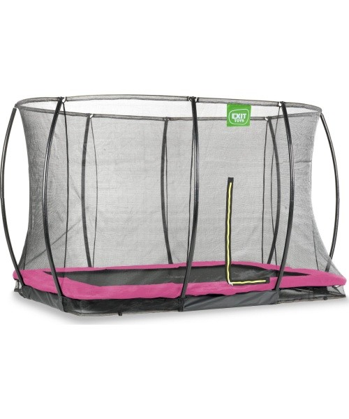 EXIT Silhouette ground trampoline 214x305cm with safety net - pink Outdoor Rectangular Coil spring Sunken trampoline