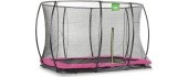 EXIT Silhouette ground trampoline 214x305cm with safety net - pink Outdoor Rectangular Coil spring Sunken trampoline