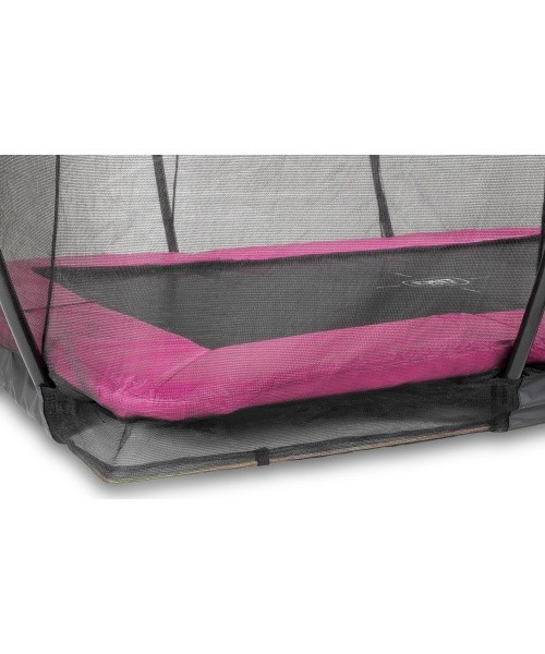 EXIT Silhouette ground trampoline 214x305cm with safety net - pink Outdoor Rectangular Coil spring Sunken trampoline