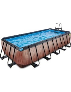 EXIT puidust bassein 540x250x122 cm liivafiltri pumbaga, pruun