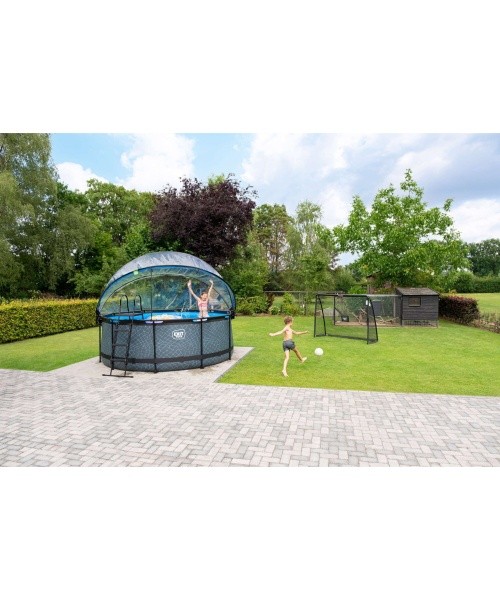 EXIT Stone pool ø360x122cm with dome and sand filter pump - grey