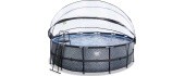 EXIT Stone pool ø450x122cm with dome and sand filter and heat pump - grey