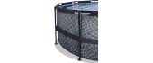 EXIT Stone pool ø450x122cm with dome and sand filter and heat pump - grey
