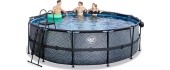 EXIT Stone pool ø450x122cm with dome and sand filter and heat pump - grey