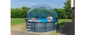 EXIT Stone pool ø450x122cm with dome and sand filter and heat pump - grey