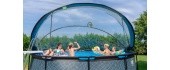 EXIT Stone pool ø450x122cm with dome and sand filter and heat pump - grey