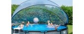 EXIT Stone pool ø450x122cm with dome and sand filter and heat pump - grey