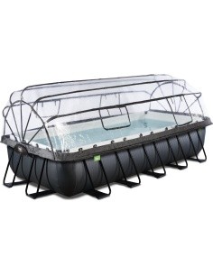 EXIT Black Leather pool 540x250x100cm with sand filter pump and dome and heat pump - black