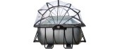 EXIT Black Leather pool 540x250x100cm with sand filter pump and dome and heat pump - black