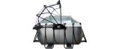 EXIT Black Leather pool 540x250x100cm with sand filter pump and dome and heat pump - black