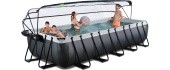 EXIT Black Leather pool 540x250x100cm with sand filter pump and dome and heat pump - black