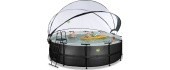 EXIT Black Leather pool ø450x122cm with sand filter pump and dome and heat pump - black