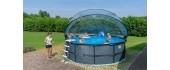 EXIT Black Leather pool ø450x122cm with sand filter pump and dome and heat pump - black