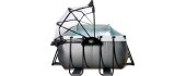 EXIT Black Leather pool 540x250x122cm with sand filter pump and dome and heat pump - black