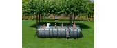 EXIT Black Leather pool 540x250x122cm with sand filter pump and dome and heat pump - black
