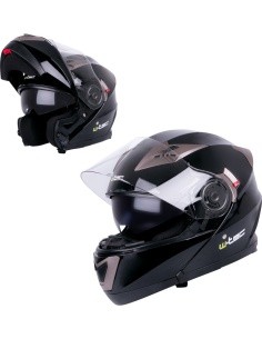 Avatav mootorratturi kiiver W-TEC Pezzon - Must/pronks