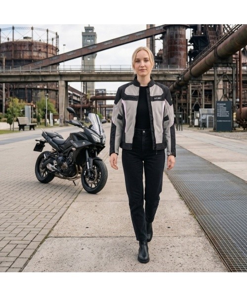 Women’s Summer Motorcycle Jacket W-TEC Mirelia - Black and grey