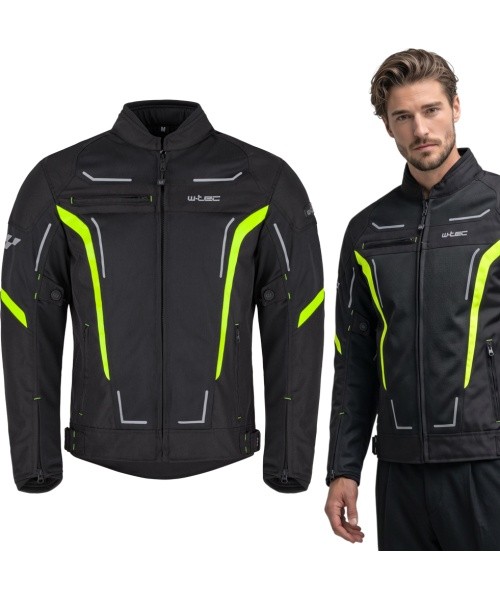 Meeste suvine mootorrattajope W-TEC Mirelio - Must-fluo