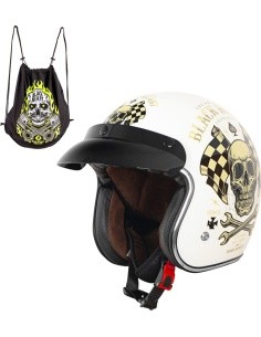 Motorcycle Helmet W-TEC Kustom Black Heart - Starter, Sheen White