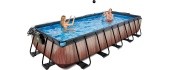 EXIT Wood pool 540x250x100cm with dome and sand filter and heat pump - brown