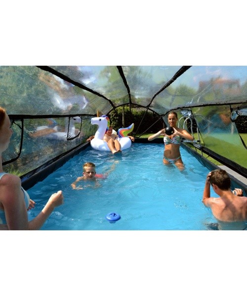 EXIT Wood pool 540x250x100cm with dome and sand filter and heat pump - brown
