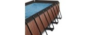 EXIT Wood pool 540x250x122cm with dome and sand filter and heat pump - brown