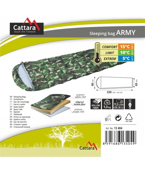 Magamiskott Cattara Army +5°C