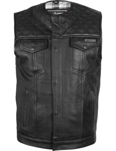 Leather Motorcycle Vest W-TEC Losango - Black